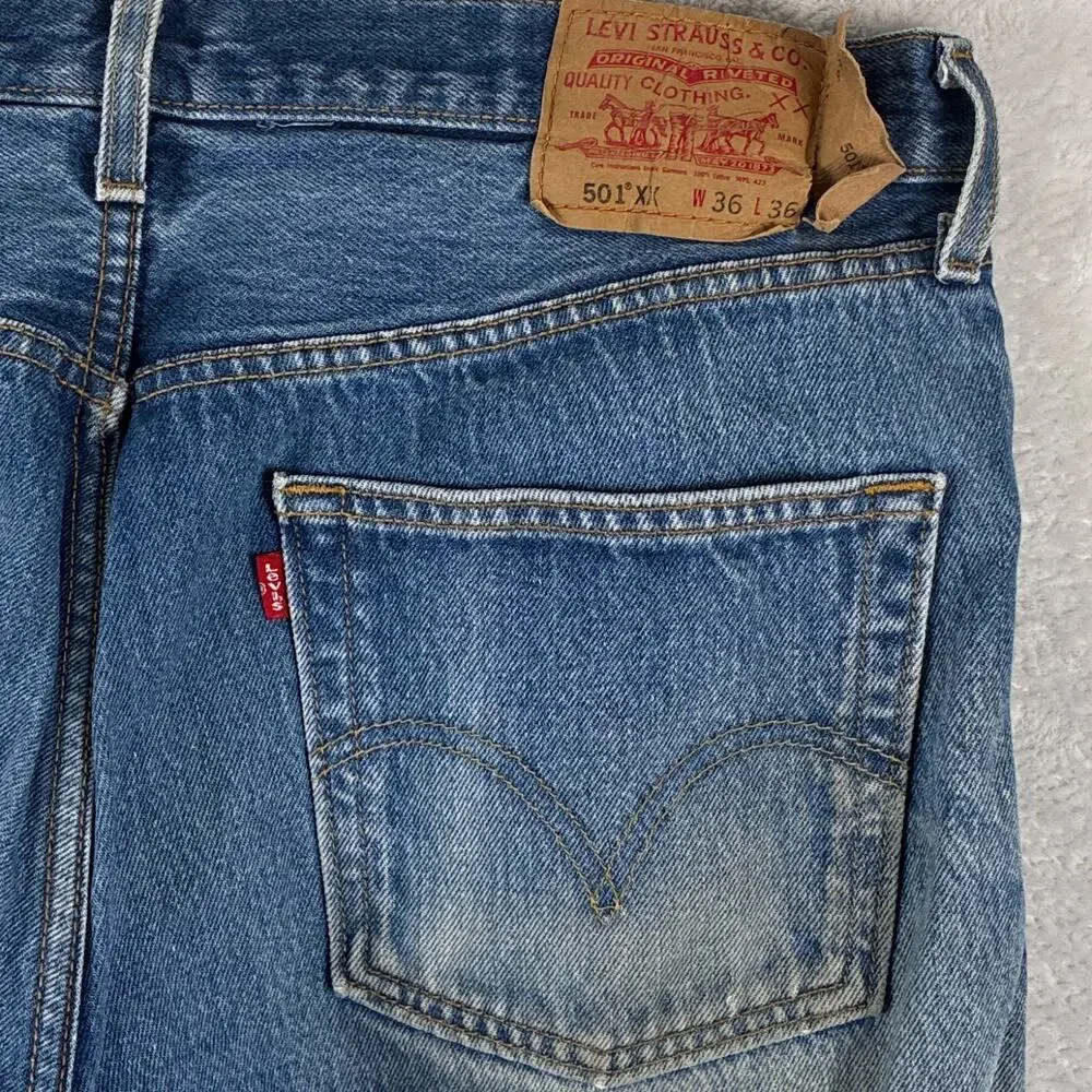 VTG Levis 501 XX Jeans Mens 36x36 (34x33) Faded Whiskered Button Fly Classic